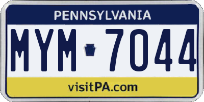 PA license plate MYM7044