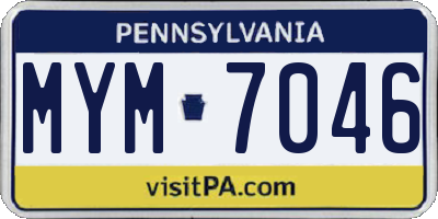 PA license plate MYM7046