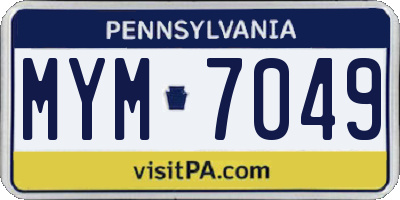 PA license plate MYM7049