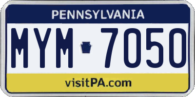 PA license plate MYM7050