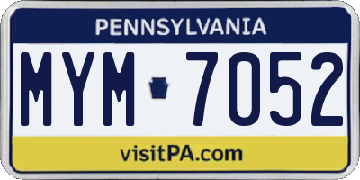 PA license plate MYM7052