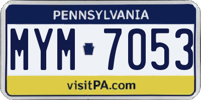 PA license plate MYM7053
