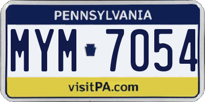 PA license plate MYM7054
