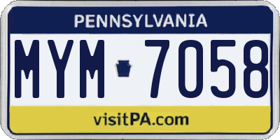 PA license plate MYM7058