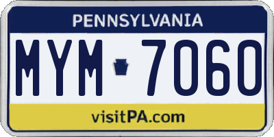 PA license plate MYM7060