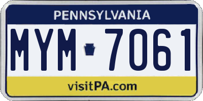 PA license plate MYM7061