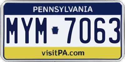 PA license plate MYM7063