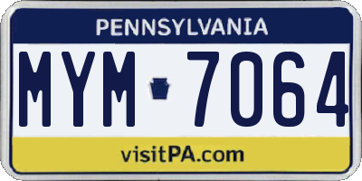 PA license plate MYM7064
