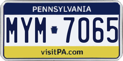 PA license plate MYM7065