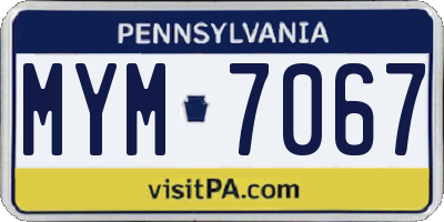 PA license plate MYM7067