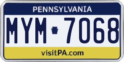 PA license plate MYM7068