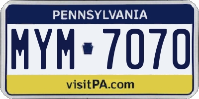 PA license plate MYM7070