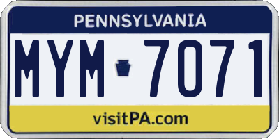 PA license plate MYM7071