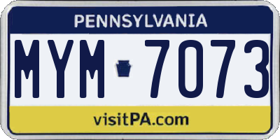 PA license plate MYM7073