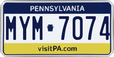 PA license plate MYM7074