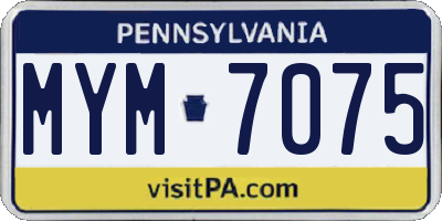 PA license plate MYM7075