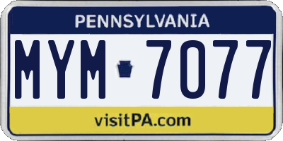 PA license plate MYM7077
