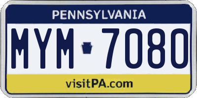 PA license plate MYM7080