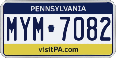PA license plate MYM7082