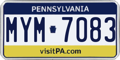 PA license plate MYM7083