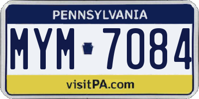 PA license plate MYM7084