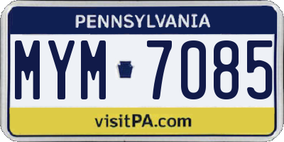 PA license plate MYM7085