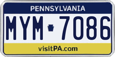 PA license plate MYM7086