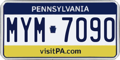 PA license plate MYM7090