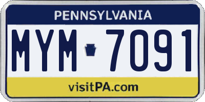 PA license plate MYM7091