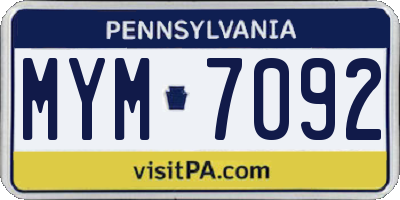 PA license plate MYM7092