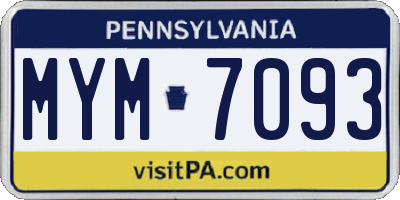 PA license plate MYM7093