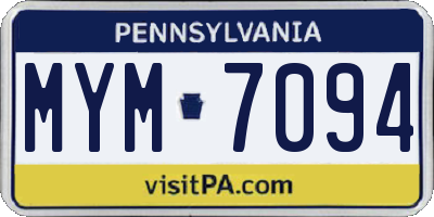 PA license plate MYM7094