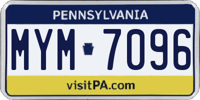 PA license plate MYM7096