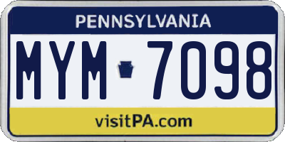 PA license plate MYM7098