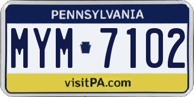 PA license plate MYM7102