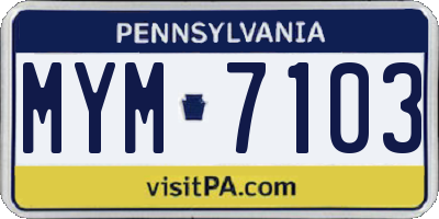 PA license plate MYM7103