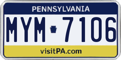PA license plate MYM7106