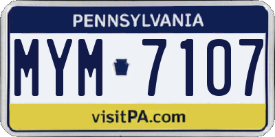 PA license plate MYM7107
