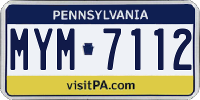 PA license plate MYM7112