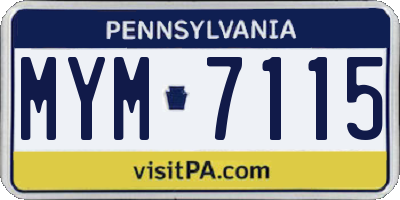 PA license plate MYM7115