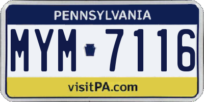 PA license plate MYM7116