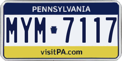 PA license plate MYM7117