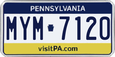 PA license plate MYM7120