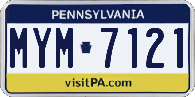 PA license plate MYM7121
