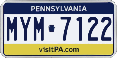 PA license plate MYM7122