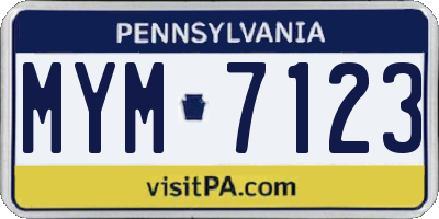 PA license plate MYM7123