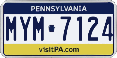 PA license plate MYM7124