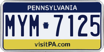 PA license plate MYM7125