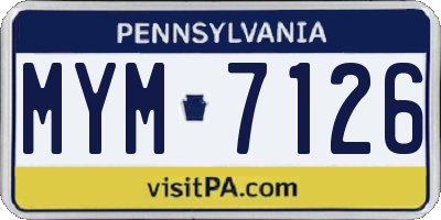 PA license plate MYM7126