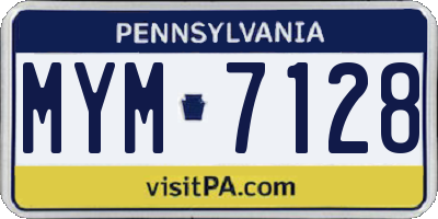 PA license plate MYM7128